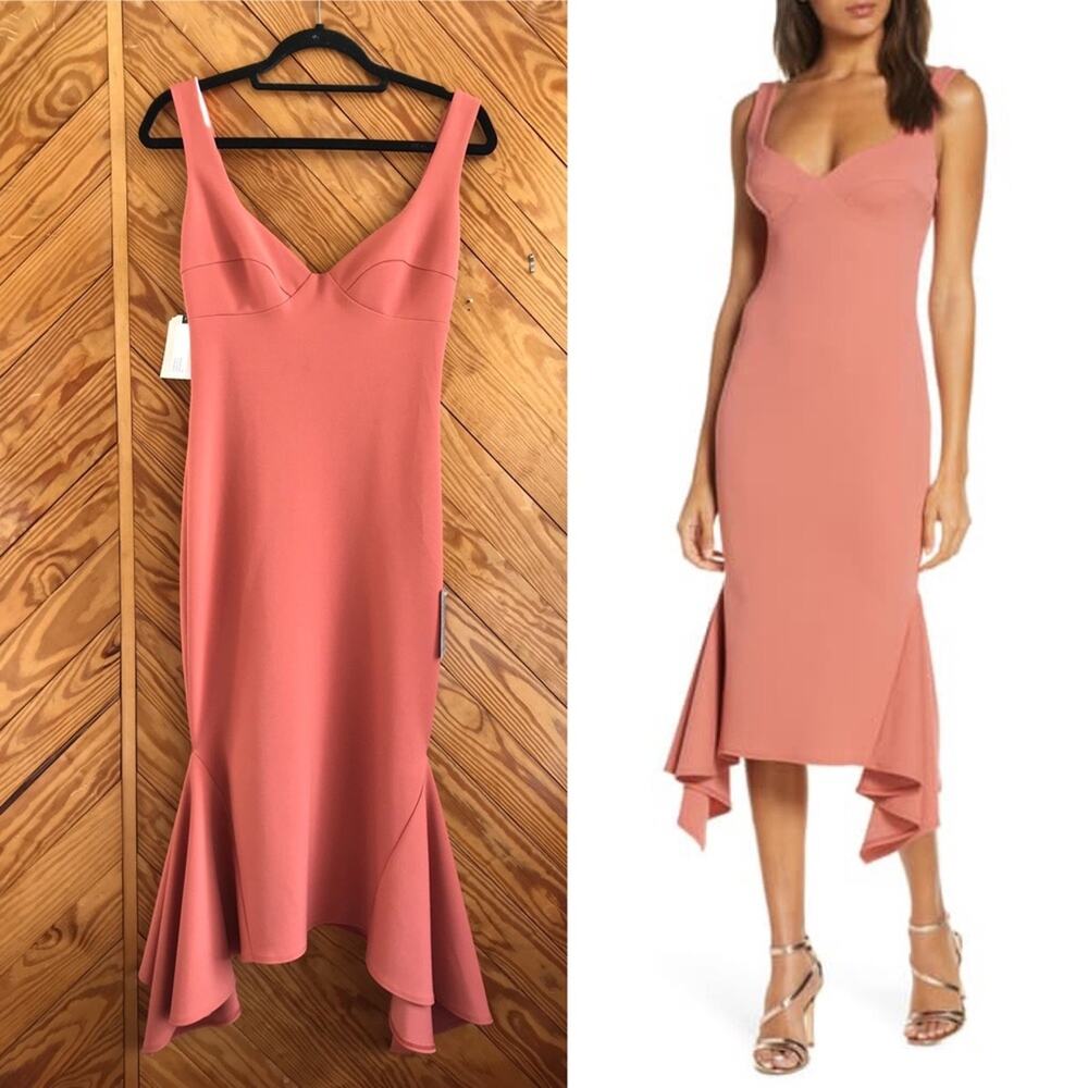 Katie May Crepe Cocktail Midi Dress Rosewood Bridesmaid Wedding